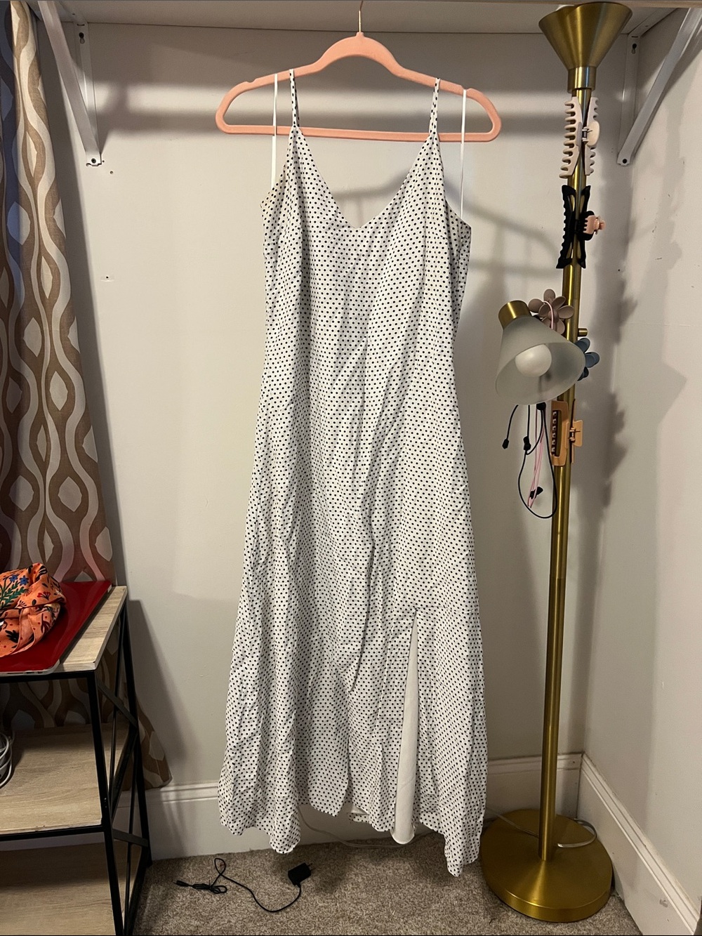Sugarlips White and Black Polka Dot Maxi Slip Dress